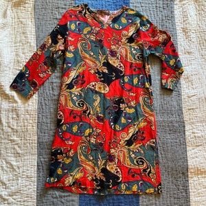 Size S Vintage Cotton BOLD Pattern Sheath Dress